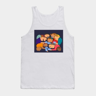 Cell phone device addiction. Blue light effects to visual and mental health problem. Tank Top